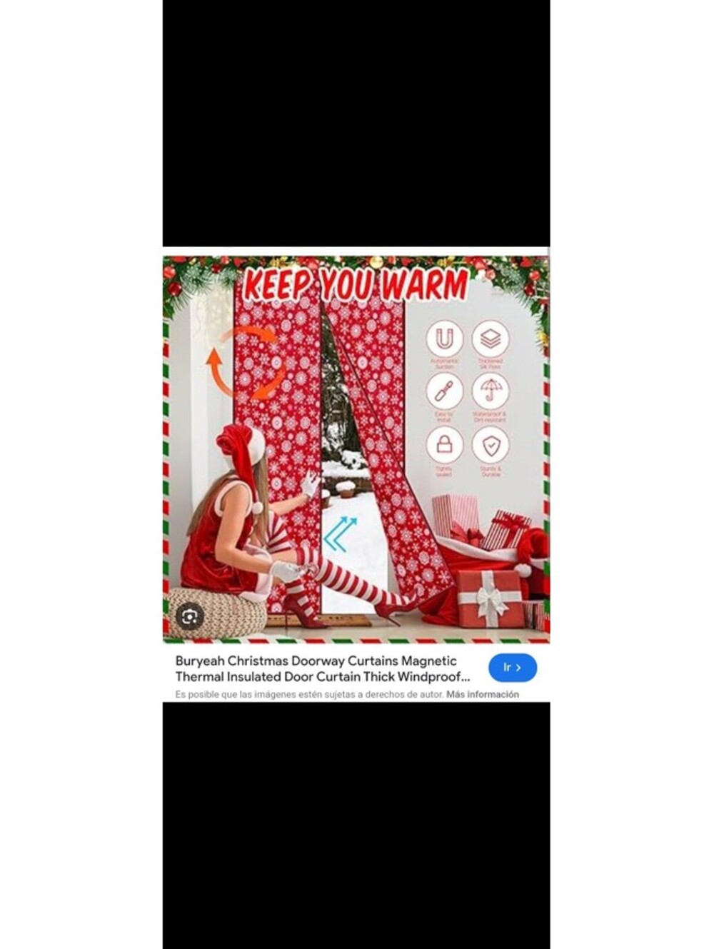 Christmas insulated curtain door